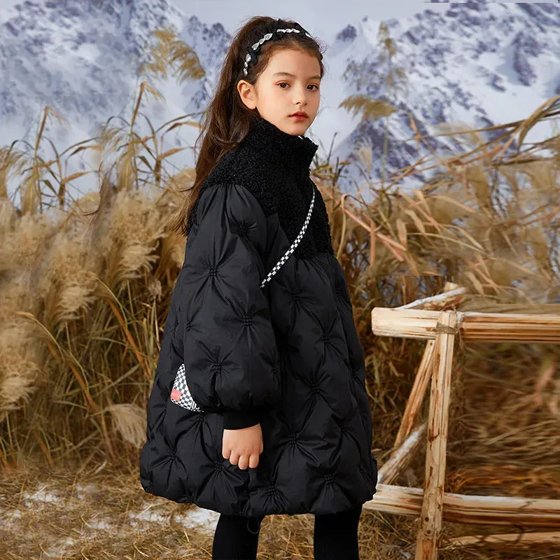 5-14 Years Girls Down Jacket Fall And Winter Keep Warm Fashion Parkas Long Style Zipper Teenager Girls Outerwear Kids Clothes