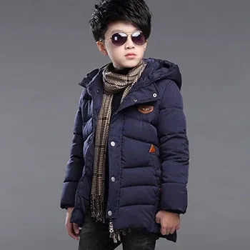 5 6 8 10 12 14 Years Big Boys Jacket Fall Winter Plus Velvet Warm Teen Kids Jackets Fashion Mid-Length Zipper Hooded Boys Coat
