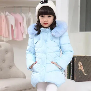 Big Size Winter Girls Jackets Keep Warm Thicken Christmas Coat Fall Hooded Zipper Waterproof Outerwear Kids Clothes 3-12 Years