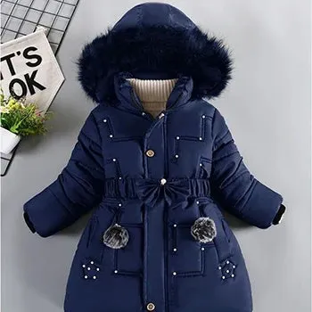 Big Size Winter Girls Jackets Keep Warm Thicken Christmas Coat Fall Hooded Zipper Waterproof Outerwear Kids Clothes 3-12 Years