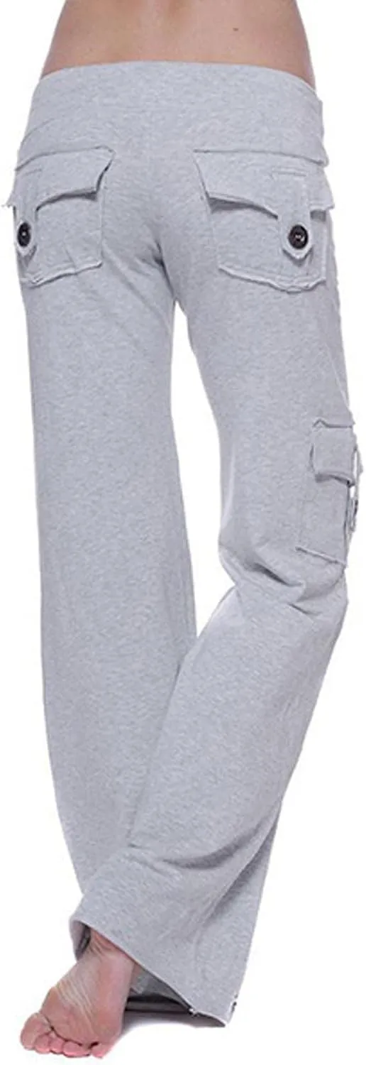 Bootcut Yoga Pants for Women's Stretch Workout Relax Fit Cargo Yoga Pants Wide Leg Palazzo Cargo Gym Sweatpants with Pockets