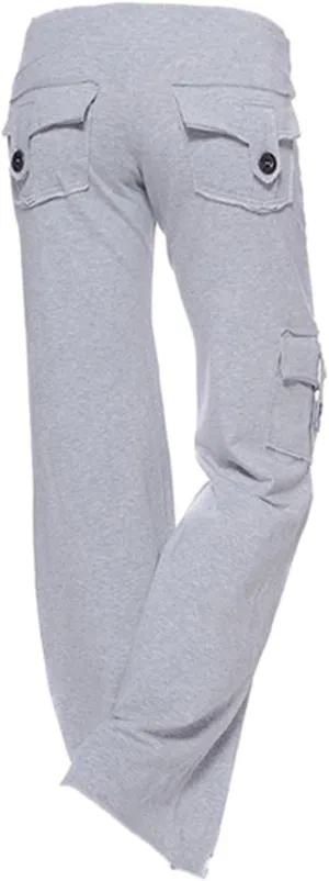 Bootcut Yoga Pants for Women's Stretch Workout Relax Fit Cargo Yoga Pants Wide Leg Palazzo Cargo Gym Sweatpants with Pockets