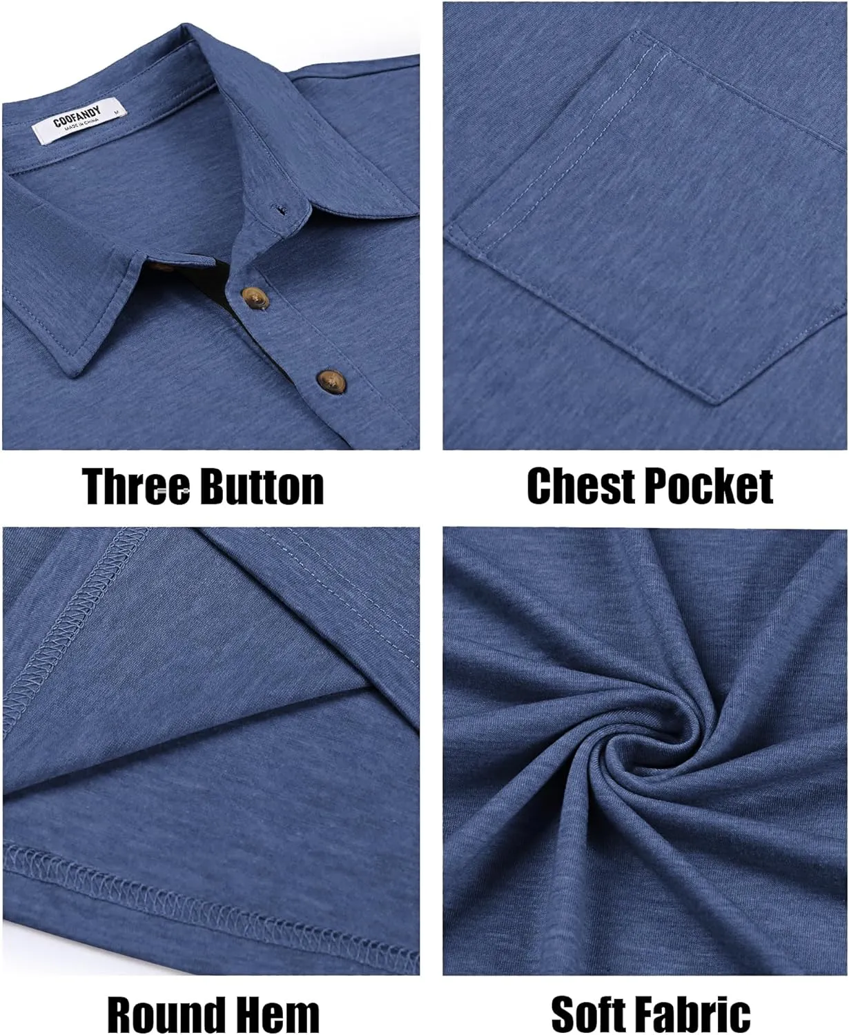 COOFANDY Men Short Sleeve Polo Shirt Casual Summer Collar Shirts Dress Button Polo T Shirt Classic Golf Shirts