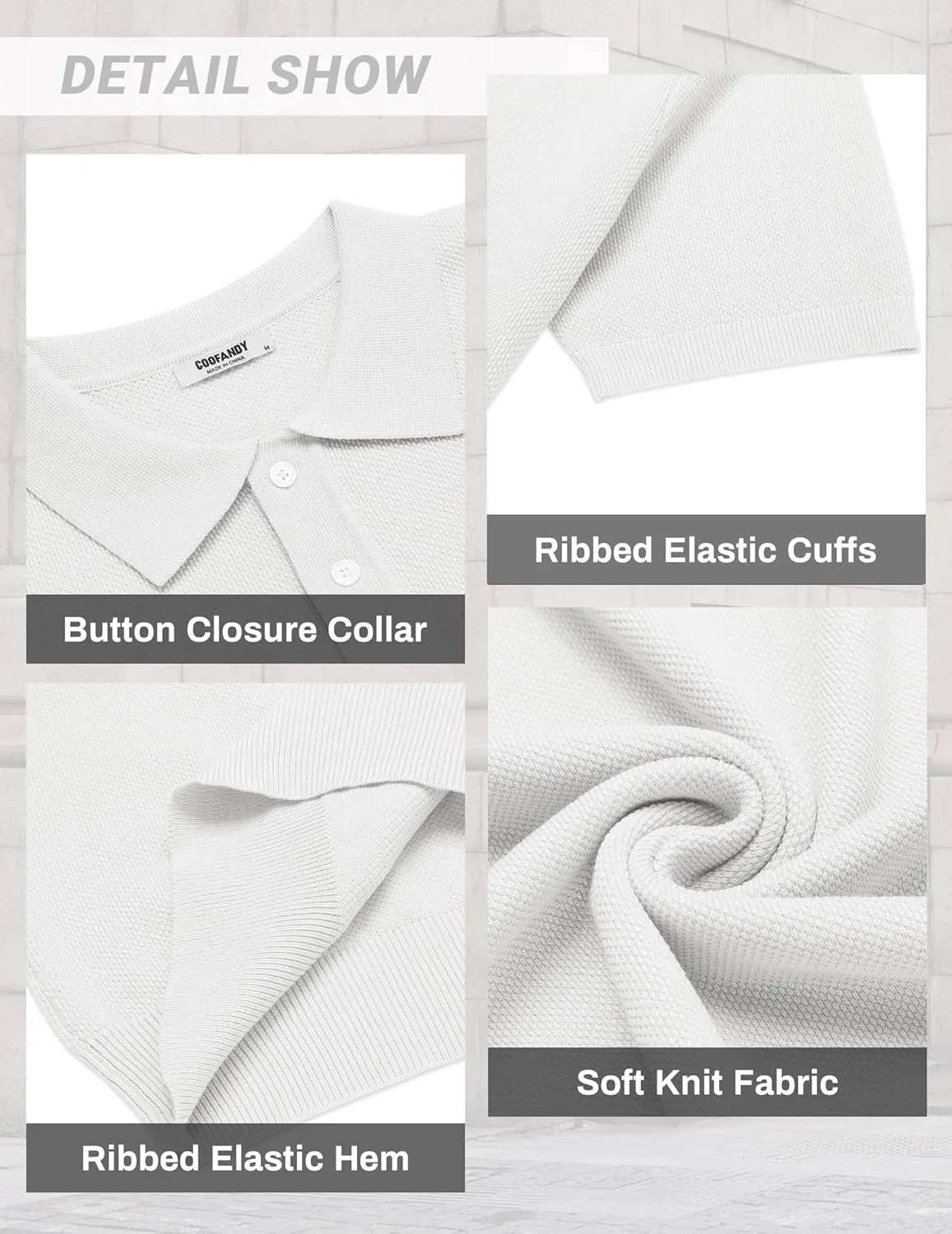 COOFANDY Mens Knit Polo Shirts Short Sleeve Classic Fit Shirts Casual Goft Collared Textured T Shirt