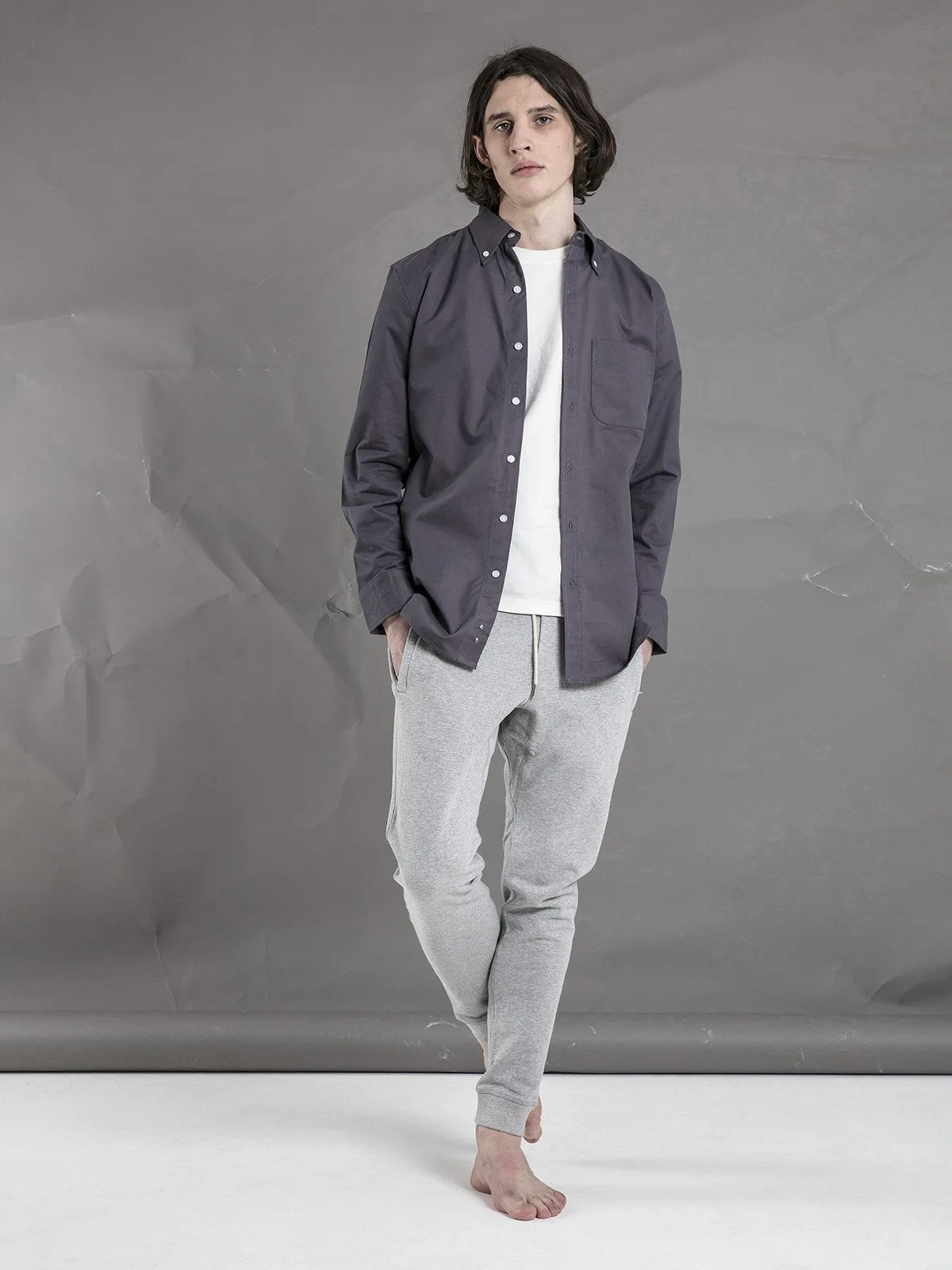 Cotton Button Down Shirt - Slate Gray