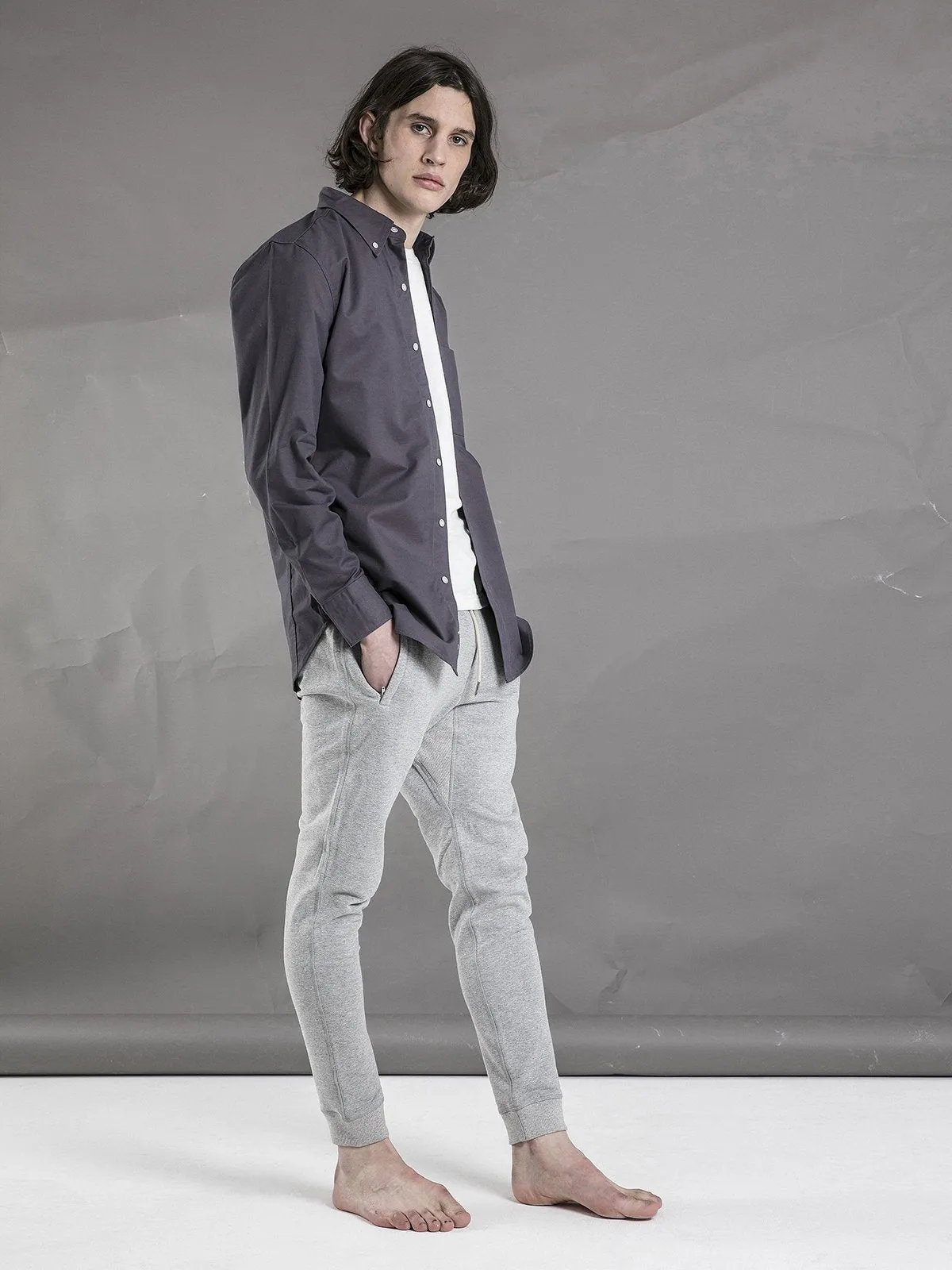 Cotton Button Down Shirt - Slate Gray