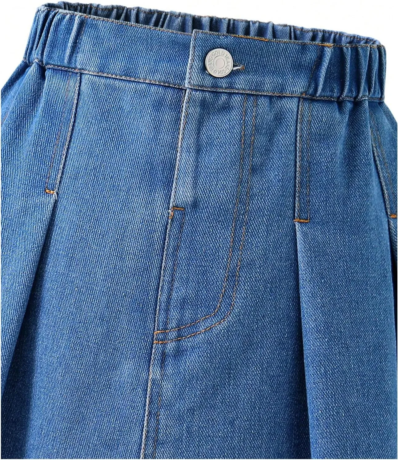 Girl's Summer A Line Denim Skirts Elastic Waist Zipper Fly Mini Pleated Jean Skirts Trendy