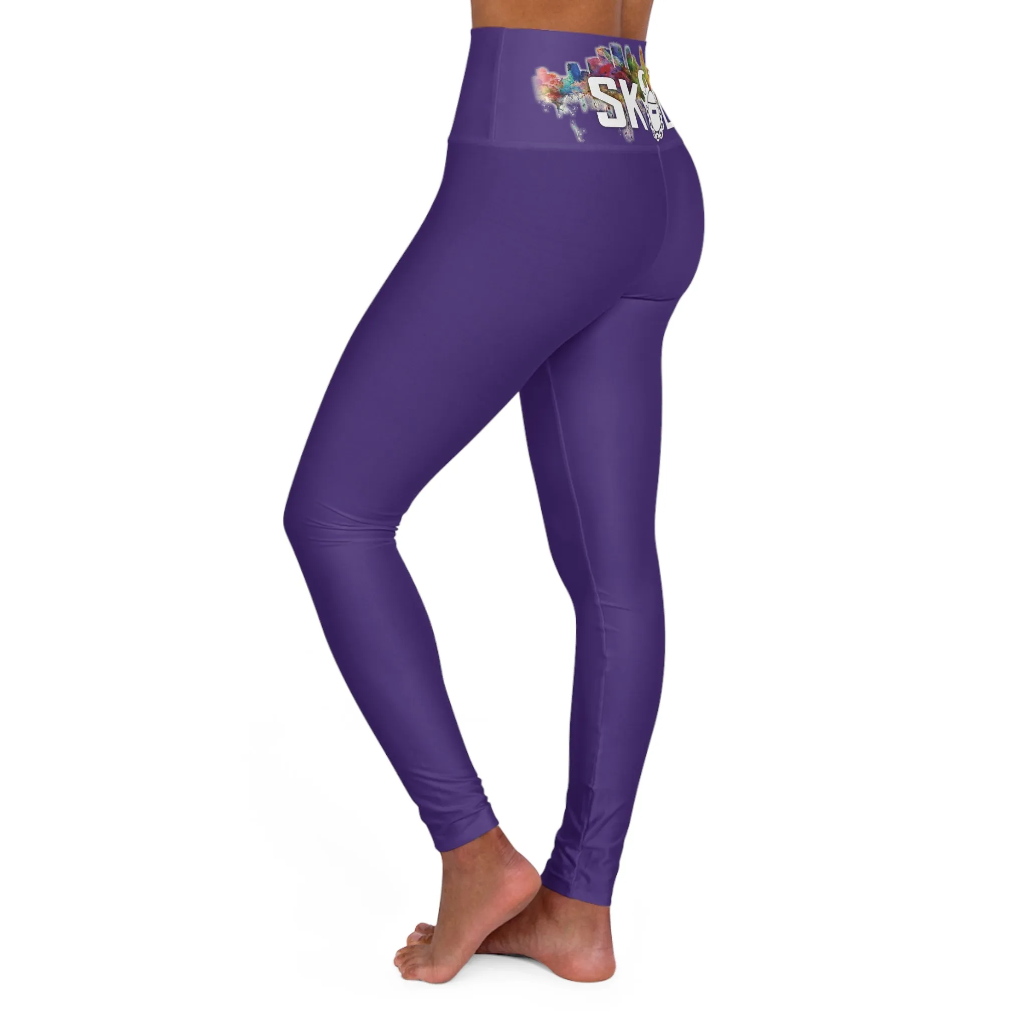 High Waisted Yoga Leggings - Purple - Skyline