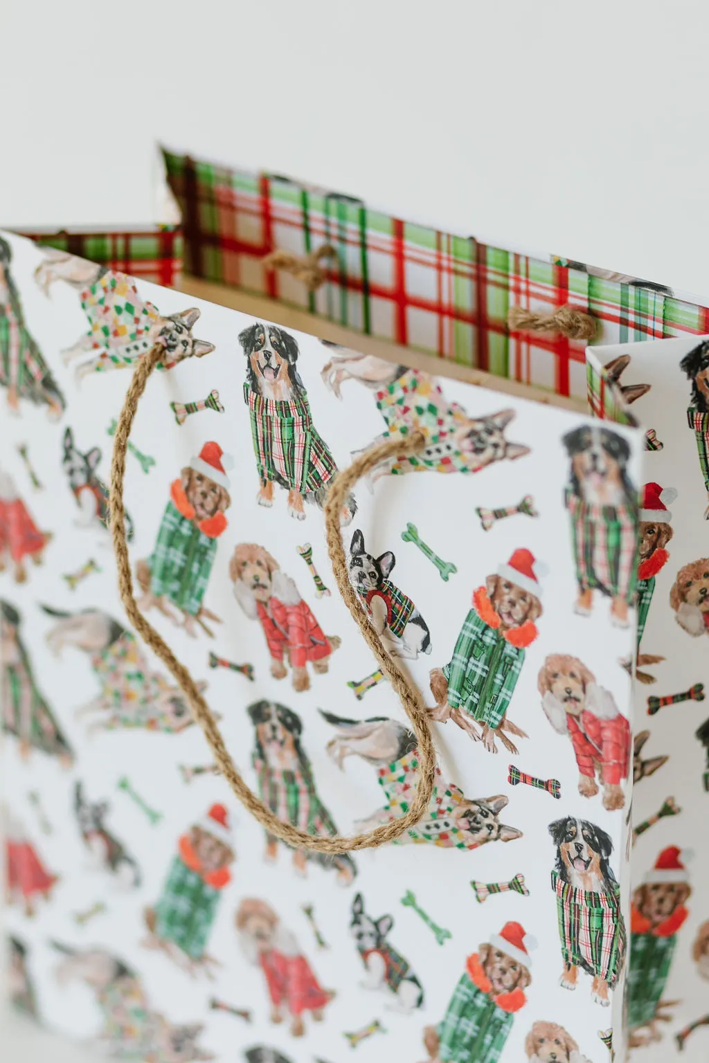 Holiday Plaid Dog Gift Bag