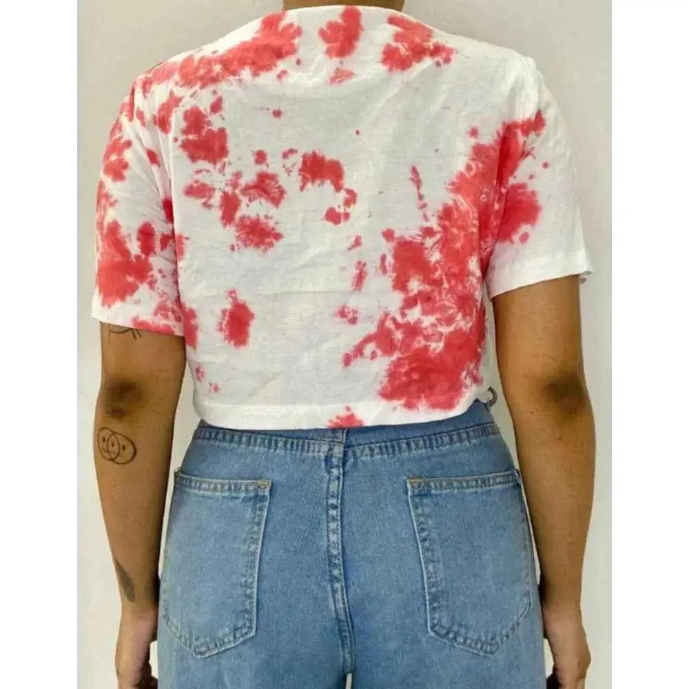 Red Dots Tie Dye Cotton Crop Top
