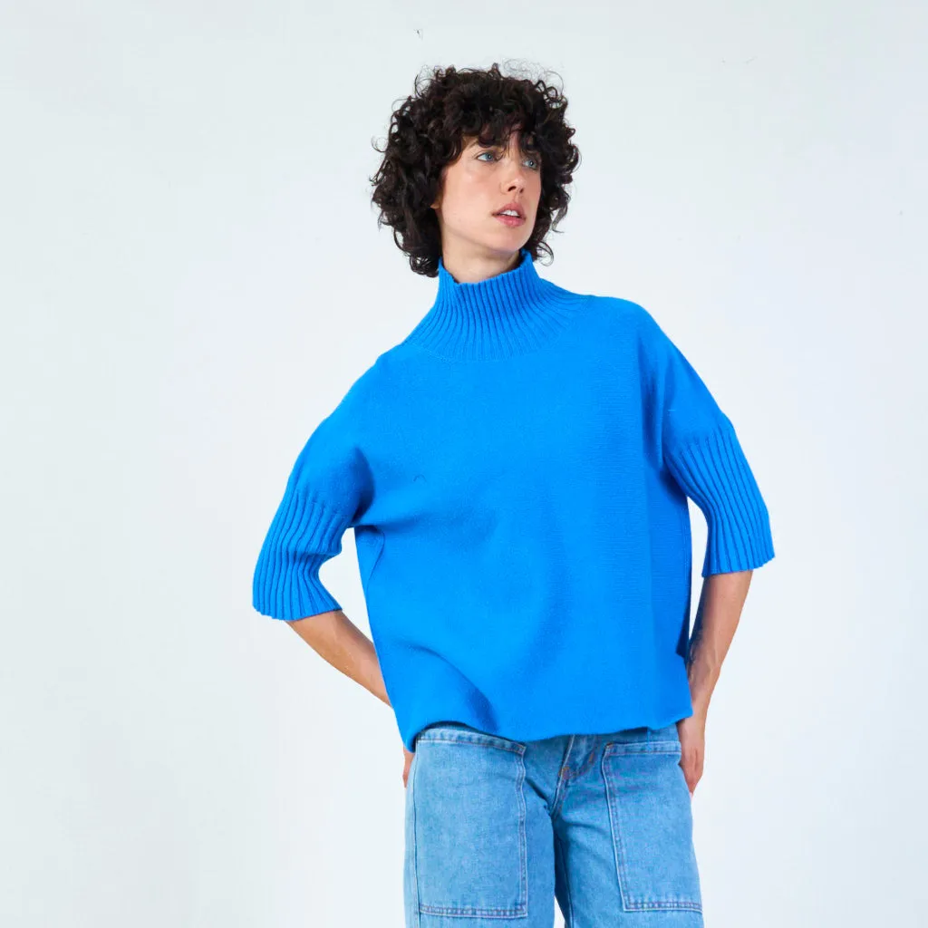 Ribbed turtleneck poncho sweater wholesale