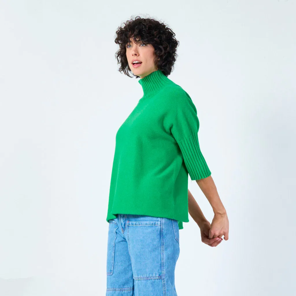 Ribbed turtleneck poncho sweater wholesale