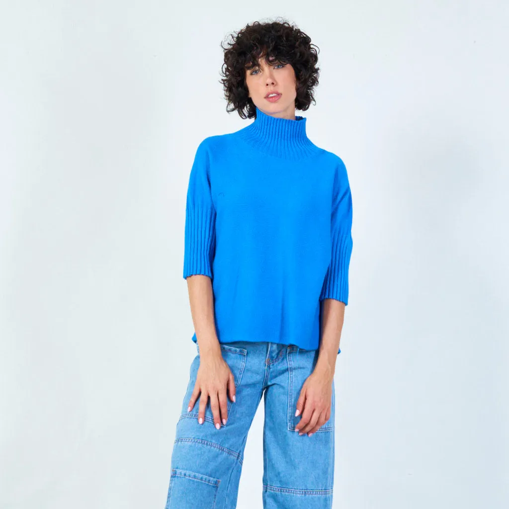 Ribbed turtleneck poncho sweater wholesale