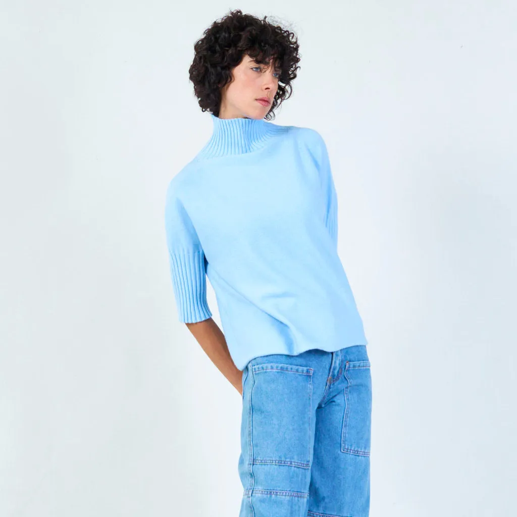 Ribbed turtleneck poncho sweater wholesale