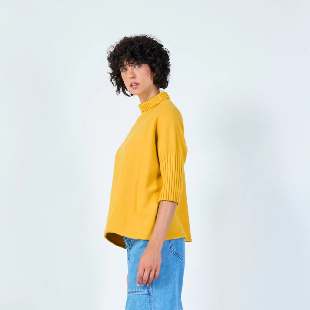 Ribbed turtleneck poncho sweater wholesale