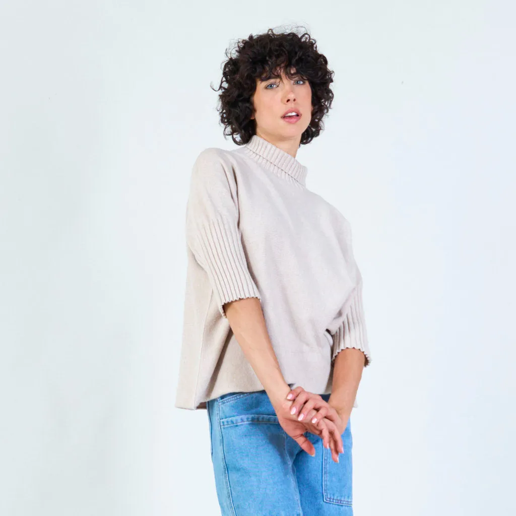 Ribbed turtleneck poncho sweater wholesale