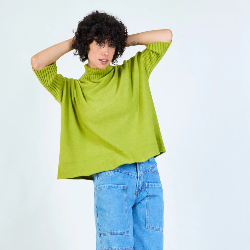 Ribbed turtleneck poncho sweater wholesale