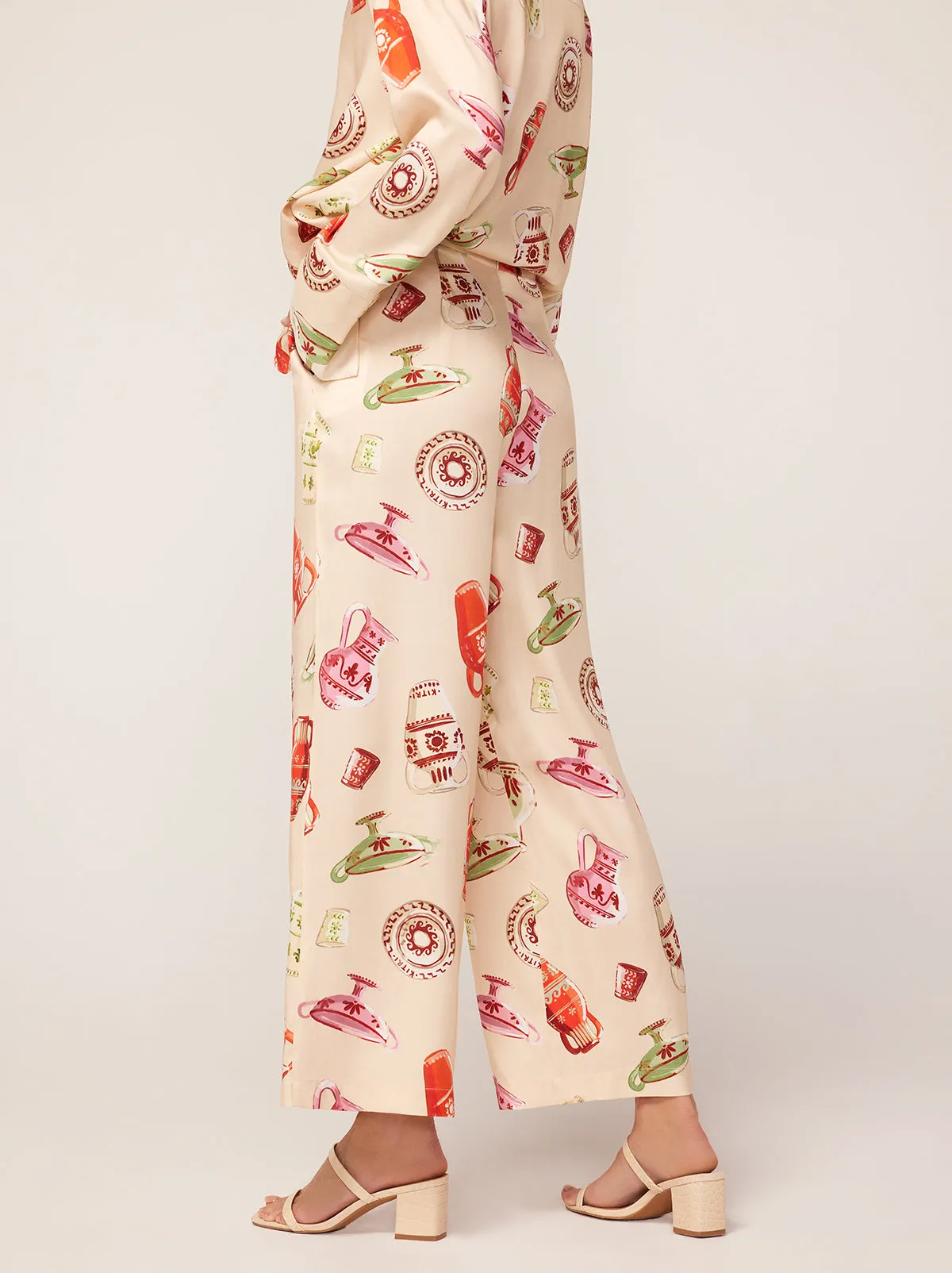 Romina Ivory Pottery Print Trousers