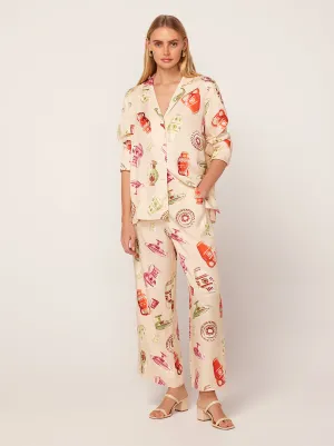 Romina Ivory Pottery Print Trousers
