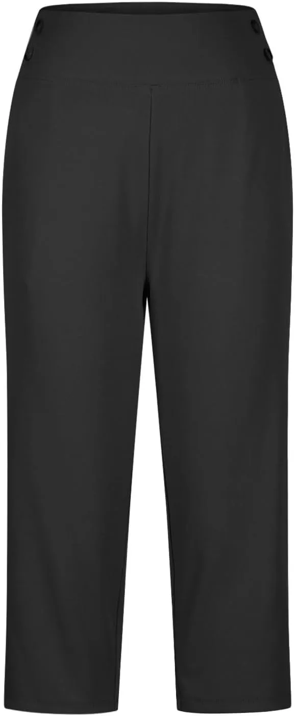 Stretchy Capri Leggings for Women with Pockets Dressy Yoga Pants Wide Leg High Waisted Casual Lounge Summer Outfits