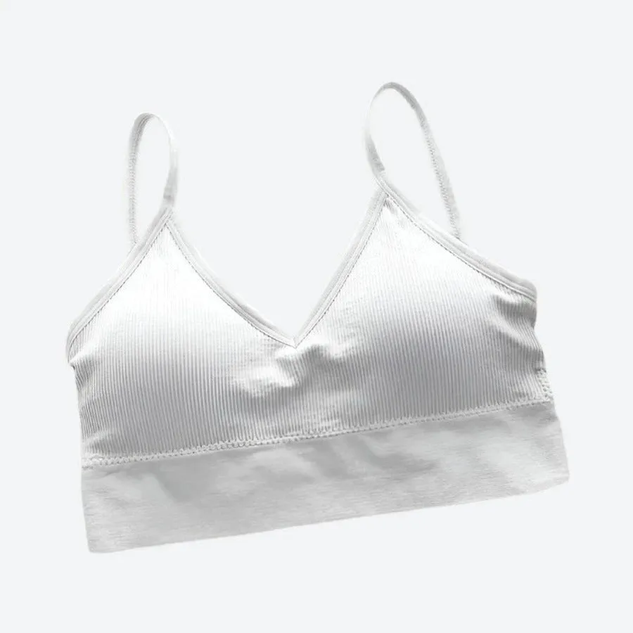 Stylish Ribbed V-Neck Crop Tops