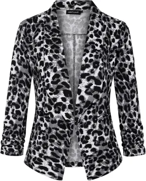 Unifizz Women's 3/4 Sleeve Blazer Lightweight Casual Cardigan Jacket Work Office Blazers with Pockets