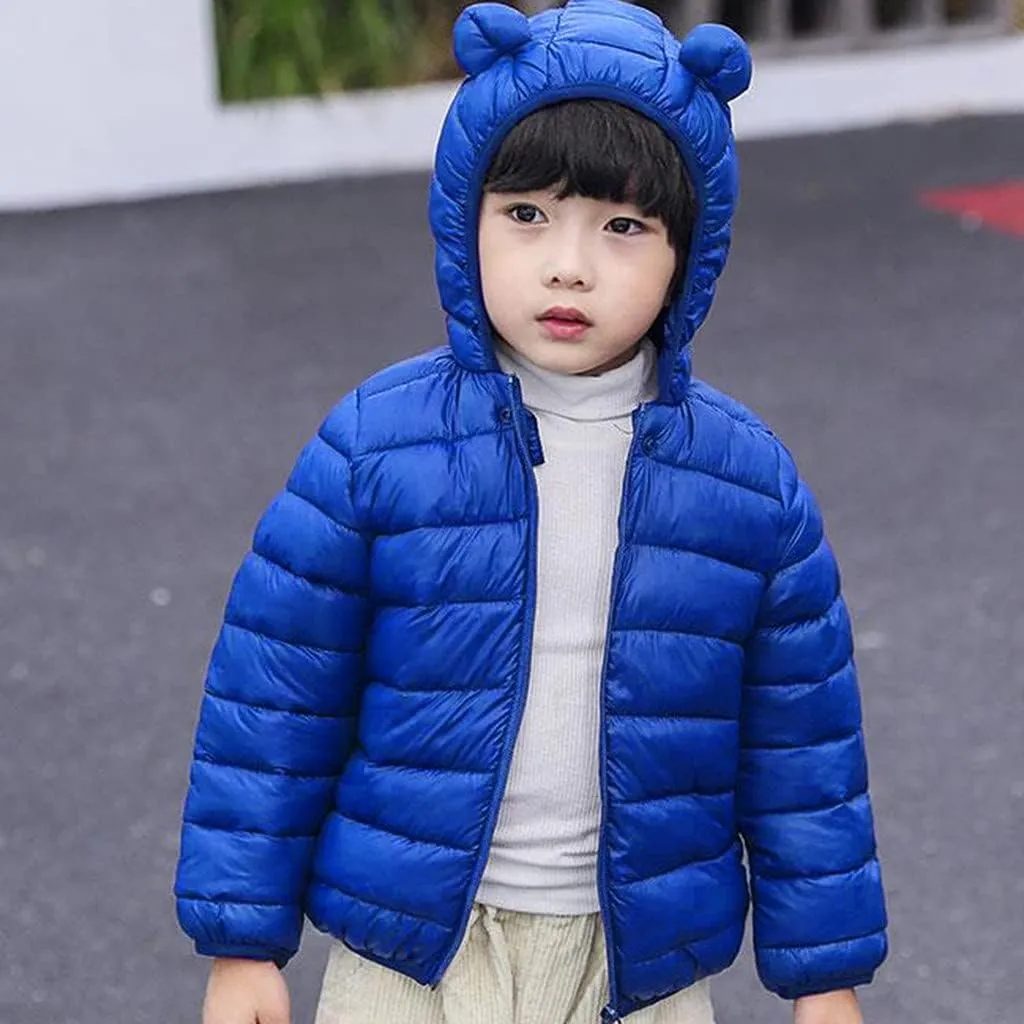 Winter Down Coats for Kids Baby Boys Girls Light Puffer Padded Jacket Bear Hoods Packable Infant Windproof Outerwear