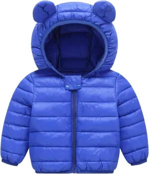 Winter Down Coats for Kids Baby Boys Girls Light Puffer Padded Jacket Bear Hoods Packable Infant Windproof Outerwear