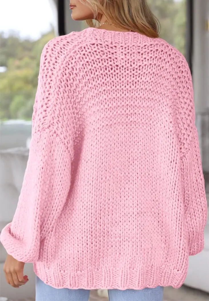 Women's Cardigan Soft Pocketed Long Sleeves Casual Knitted Open Front Cardigans Lightweight Sweaters