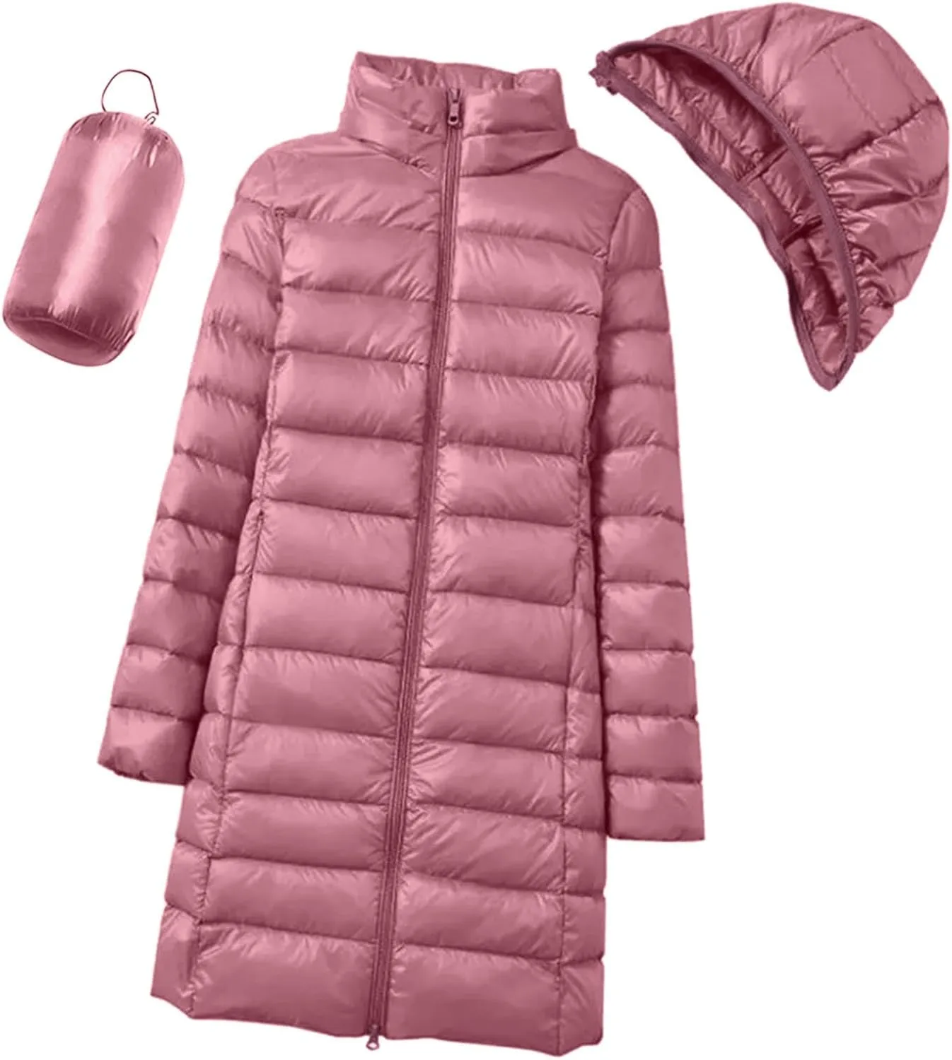 Women's Long Down Jacket Lightweight Packable Travel 2023 Fall Winter Puffer Jackets Slim Fit Casual Warm Duck Down Coat