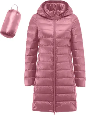 Women's Long Down Jacket Lightweight Packable Travel 2023 Fall Winter Puffer Jackets Slim Fit Casual Warm Duck Down Coat